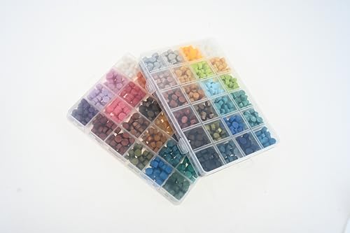 Hicello シーリングワックス ワックスビーズ 小粒セット 48色 シーリングスタンプ用ワックス 約1200粒 ブルーグリーンシリーズ+珠光流霞シリーズ 封蝋 結婚式 誕生日 招待状 祝い メッセージカード 手作り DIY用 収納ケース付き