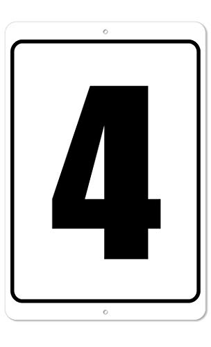 Numbered Sign 4 | 8 x 12 Aluminum Outdoor/Indoor Sign/Area Marker, Curbside Number (4)