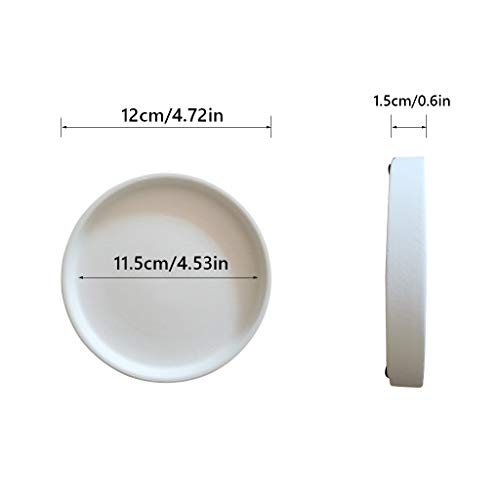 Sersberg 4.53 Inch Round Ceramic Plant Saucer For Succulent Pot Planter Set Of 4,White #TOP1