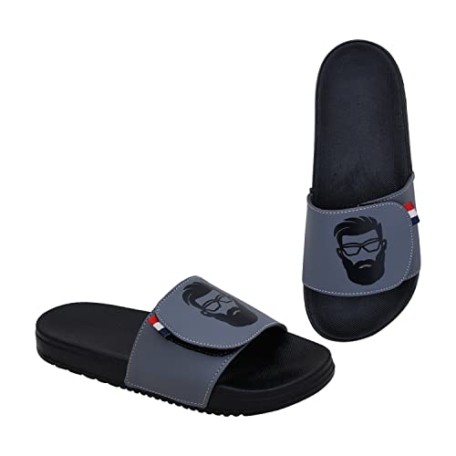 Image of PERY-PAO Mens Comfort Sliders Grey, Sky Blue, Black, White, peach, Neon Green, Olive Green Boys Flip-Flops