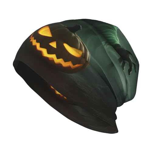 Gorro de terror con estampado de calabaza de Halloween para adultos, gorro suave de invierno ligero térmico para viajes al aire libre, uso casual