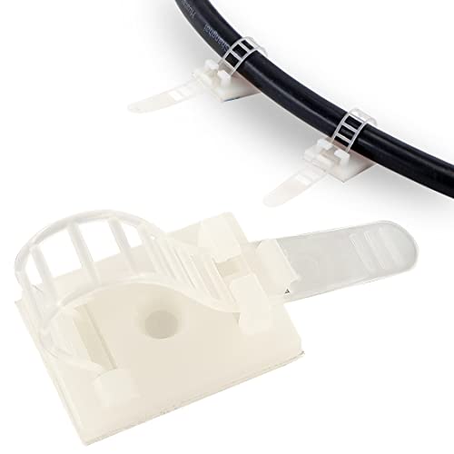Hs Wire Management Clips Clear With Screw Hole (50 Pack) Adjustable Zip Ties 3 Inch With 3M Adhesive Tape,Adhesive Clips For Christmas Lights,Desk,Wall To Hold Extension Cord #TOP3