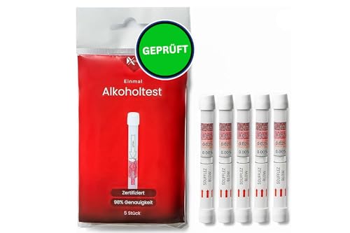 XANTUS Alkoholtester: FDA gelistet, intuitiv & kompakt. Einmaltest mit Sofort-Ergebnis & 98% genauem Promillewert (5 Stück)