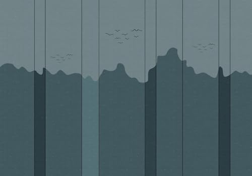 Papier peint panoramique 3d moderne bleu art géométrique - 2