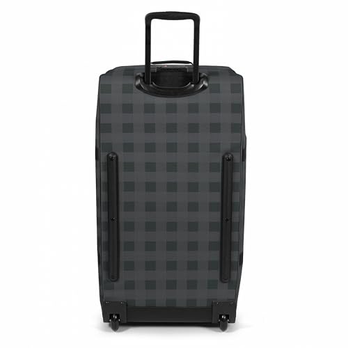 Image of EASTPAK Tranverz L - 121L Large Soft Sided Checked Luggage, Dual Compartments, TSA Lock, Compression Straps & Smooth Inline Wheels, Checker Dark Grey