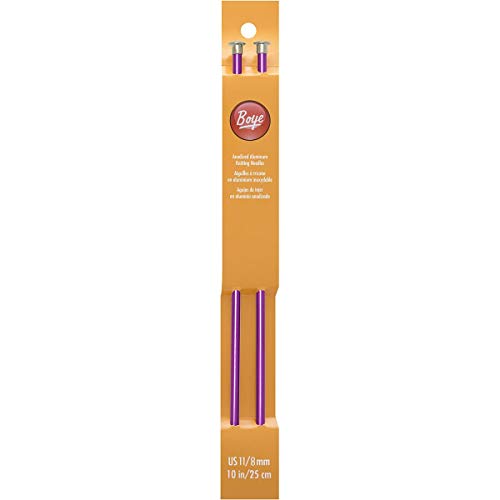 Boye 10-Inch Aluminum Single Point Knitting Needles, Size 11
