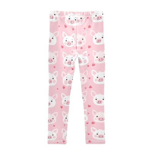 Pig Face Girls' Leggings Toddler Doodles Pink Hearts Kids Yoga Pants Dance Active Tights 4T2