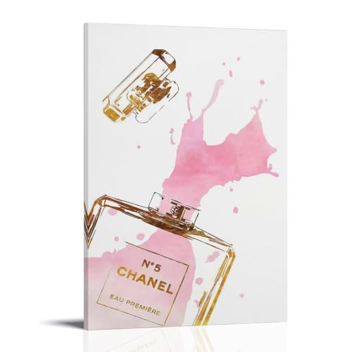Image of BanLaArt Fashion Gold Perfume Bottle With Pink Splash Canvas Print Poster Decorative Painting Canvas Wall Art Picture Print Modern Family Bedroom Decor 08x12inch(20x30cm), style-2