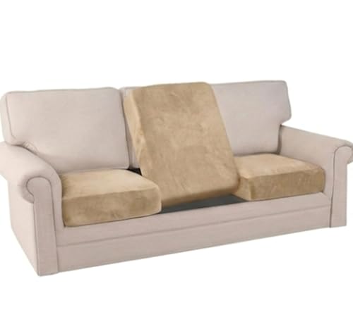 Image of Sofa Foam Cushions in Moshi Fabric with Zip Cover (Seat - 21 inchx22 inchx5 inch) High Density Foam Warm and Decent Visual Stretchy Soft Multipurpose Using Cover (Beige, 21x22x5 Inch)