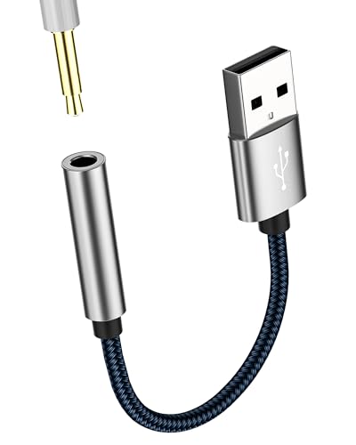 Adaptateur USB vers jack 3,5 mm USB-A mâle AUX femelle audio externe auxiliaire casque audio dongle câble stéréo convertisseur voiture microphone musique...
