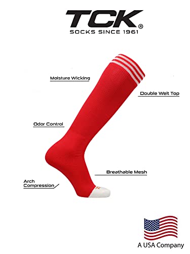 Image of TCK Striped Soccer Socks for Kids, Youth & Adults - Over the Calf Tube Socks for Men & Women, Baseball & Football Team Sports
