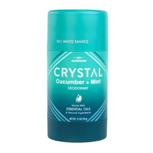 Crystal Magnesium Solid Stick Natural Deodorant, Non-Irritating Aluminum Free Deodorant for Men or Women, Safely and Effectively Fights Odor, Baking Soda Free, Cucumber + Mint, 2.5 oz