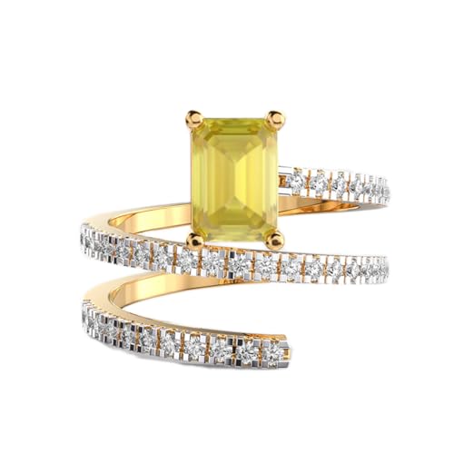 Bague en argent 925 citrine et émeraude cadeau femme
