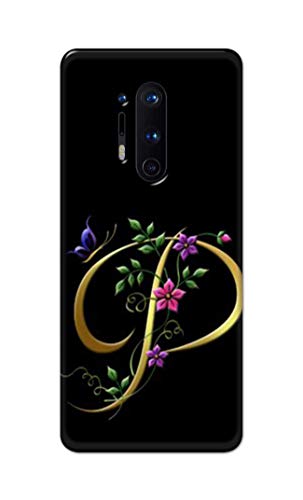 Image of Printed Hard Back Cover Case for OnePlus 8 Pro Back Cover (Alphabet P) -1803