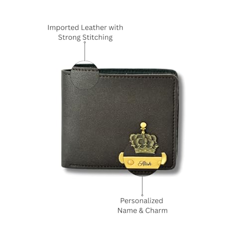 Image of Thebaegift Men's Personalized Wallet I Customized Slim Stylish Leather Purse with Name & Charm I Unique Birthday Anniversary Gift for Men Boy Love Husband Employees Clients (Brown IMP)