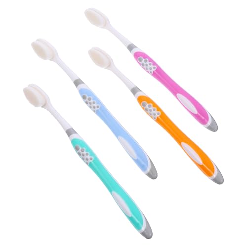 PACKOVE 4 Stück Ultraweiche Zahnbürsten für Erwachsene und Tragbare Reise Zahnbürsten Zufälligen Farben Ergonomisches Design für Bequemes Putzen Zufällige Farbe