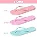 Xuhal 3 Pcs Women Girls Slim Flip Flops Colored Summer Casual Flip Flop Sandals Rubber Thong Style Cute Sandals for Women (Macaroon Pink, Light Purple, Light Green,Size 8)