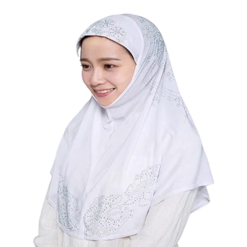 Women Rhinestone Muslim Hijab 1 Piece Cotton Ramadan Prayer Head Wrap Full Head Scarf Islamic Arab Scarf Shawl