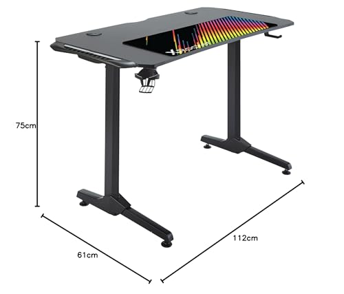 X ROCKER Panther RGB Gaming Desk with Neo Motion Multicolour LED Lighting Technology and Free Mouse Pad Included, Sturdy Home Office Computer Table