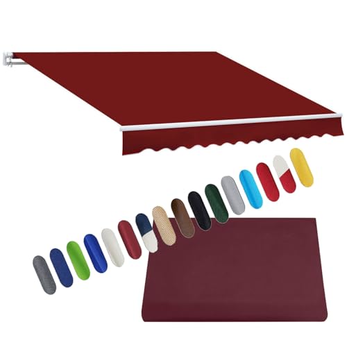 Toldo retráctil de poliéster de color burdeos, tela de repuesto, protección solar, cubierta de sombra para patio y mercado al aire libre (2 x 1,5 m)