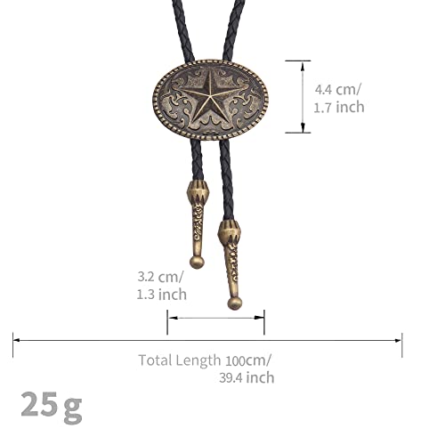 Image of GelConnie Bolo Ties for Men Women Western Cowboy Tie Mens Western Necklace Leather Necktie Gold Bolero Tie Cowboy Necklace
