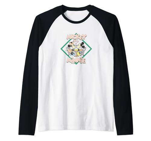 T-shirt Raglan Mickey Minnie Disney de Qualité Supérieure Style Baseball Rétro