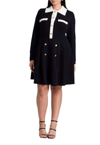 ELOQUII Women's Plus Size Collared Sweater Dress with Buttons