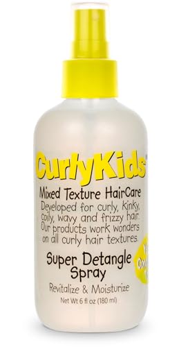 CurlyKids Super Detangling Spray | Frizz Control Hair Detangler Spray for Kids, Hair Care for Kinky, Wavy & Curly Hair, Sulfate & Paraben Free, 3 Pack