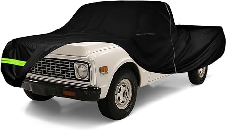 Image of Waterproof Car Cover Compatible with Chevrolet C10 /20 K10 /20 1960-1987 Standard Cab Long Bed Accessories, 420D All Weather Car Covers with Zipper&Lock for Car Dust Snow Rain Hail Protection
