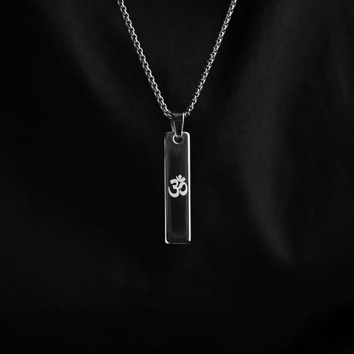 Image of Mesmerize Spiritual Mini Tag Stainless Steel Necklaces for Men | Locket and Pendant Necklace for Men and Guys | Necklace with Chain in Black and Silver | 6-Month Warranty.