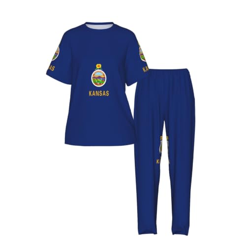 Pyjama court femme imprimé Kansas pour vêtements de détente