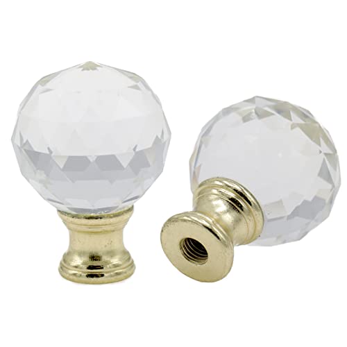 Joyangy Pack of 2 Crystal Lamp Finials Cap Knob, 1/4-27 Inch Threaded Base Crystal Finials for Lamps, Lamp Finial for Lamp Shade Decorative, Lamp Decoration Accessories