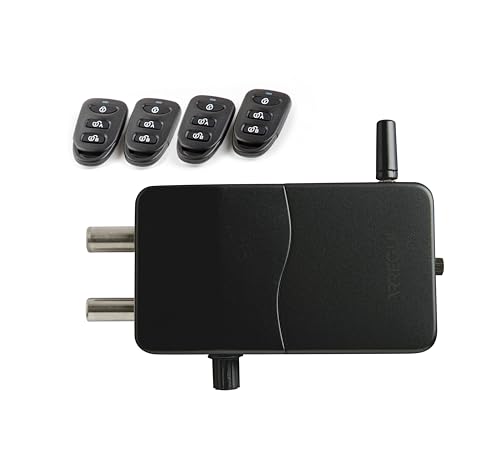 ARREGUI CI10N-AL Cerradura de Seguridad Invisible para Puerta con Alarma Sonora | 4 mandos a distancia | Antirrobo, Anti Okupas | Cerradura Electrónica | Cerrojo Inalámbrico Interior | negro