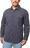Freedom Foundry Men's Fleece Heavyweight Jackets Super Plush Sherpa Lined Jacket Shirt (Navy, Medium)