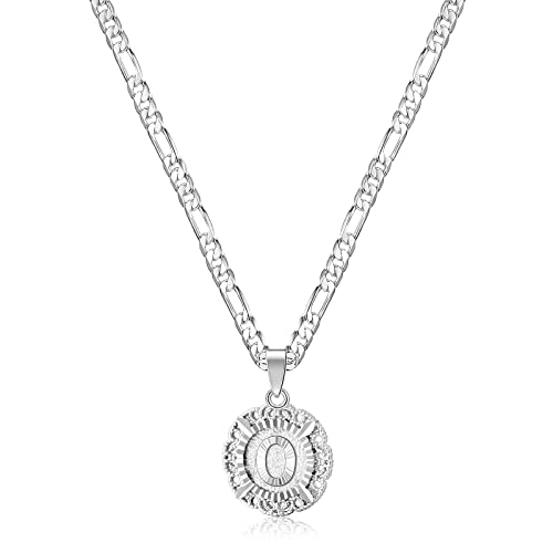 KissYan Initial Necklaces for Women (White Gold O)