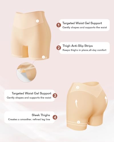 Image of Womens Tummy Control seamless Shapewear shorts | High waisted,Slip shorts for under dresses,Invisible,Breathable,Non slip,Compression faja Shorts,Butt lifting panties