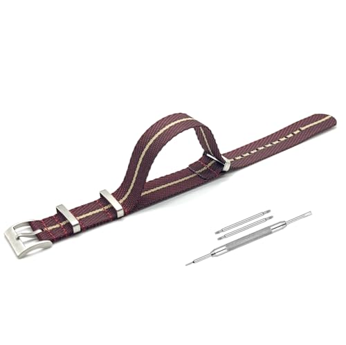 Image of Lineon 20mm & 22mm Stainless Steel 304 Buckle & loop Nylon Vintage Style NATO Watch Strap ONE WAY NATO Nylon STRAP Imported Quality With Pins and Pin Remover Tool (Include)