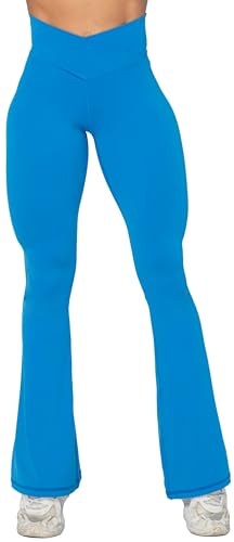 Image of Sunzel Flare Leggings, Crossover Yoga Pants with Tummy Control, High-Waisted and Wide Leg