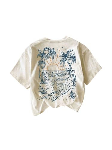 SOLY HUX Women's Graphic Tshirts Tropical Print Short Sleeve Crew Neck Vacation Summer Tee Tops Apricot Graphic Medium