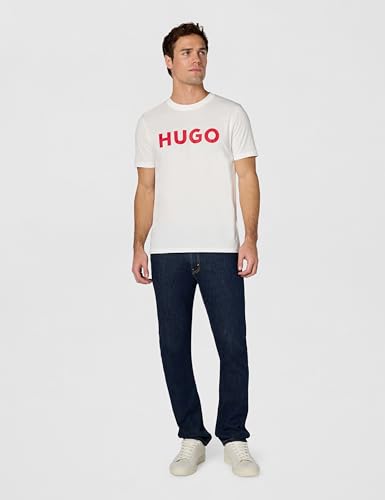 HUGO Herren Kurzärmliges aufgedrucktem Logo T-Shirt, Weiss/opulenter Garten, Klein – Ansicht 6