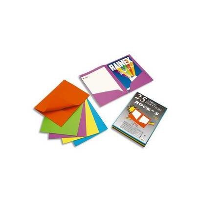 Rainex - Confezione da 25 cartelline a doppia tasca, grammatura 220 g/m², colori vivaci assortiti