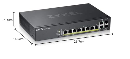 Zyxel GS2220-10HP-EU0101F commutateur réseau Géré L2 Gigabit Ethernet (10/100/1000) Connexion Ethernet, supportant l'alimentation via ce port (PoE) Noir