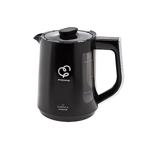 Foto von Karaca Çaysever Sprechende Teekanne Plus Wasserkocher 1700W, Chrom, BPA-frei, 1,5L Wasserkocher & 0,8L Teekanne mit Edelstahl-Teesieb und Temperaturregelung