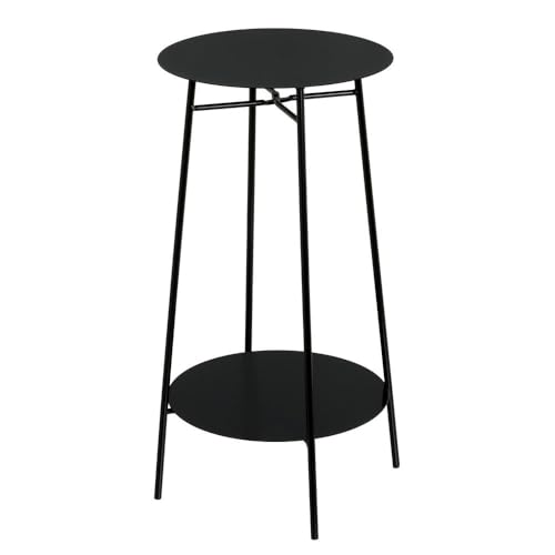 CASASELECCION Mesa Auxiliar Redonda de Metal en Color Negro de30x30x60 cm. Estructura de Tubo Metálico. Estilo Industrial. Soporta 10 Kg