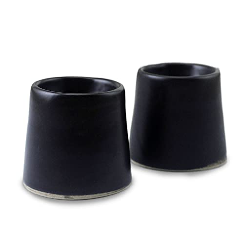 roro Black Matte Ceramic Egg Toppers, Set of 2 - Handcrafted Stoneware for Soft Boiled Eggs, Dishwasher & Microwave Safe, Elegant Minimalist Egg Cups for Home & Restaurant