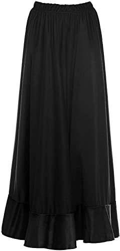 JORXG Falda Flamenco Mujer Español, Falda Ensayo Flamenco Largo Negro Rojo Volante Simple Volante Doble para Mujer Falda Baile Danza Clase...