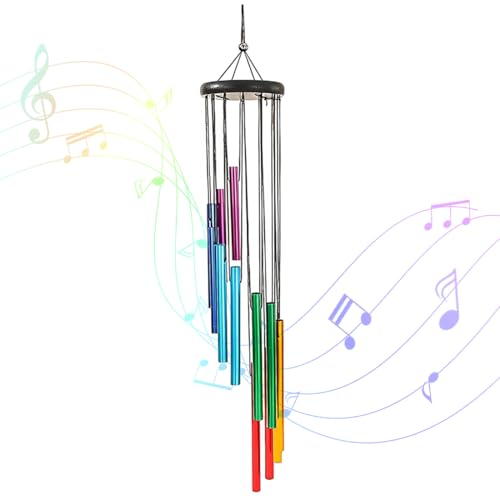 KIRZAX Carillon à Vent de Jardin, 12 Tube Aluminium Carillon a Vent, Carillon d'extérieur en Aluminium,Carillon à Vent Décoratif,Tubes Carillons Vent...