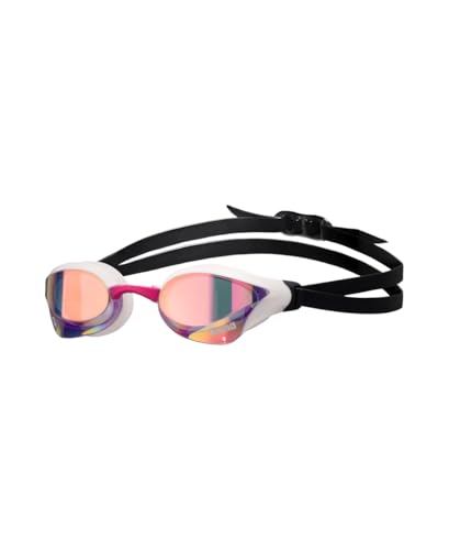 ARENA Cobra Core Swipe Schwimmbrille für Damen und Herren, Polycarbonat, verspiegelte Gläser, kleine Passform, Violett/Weiß/Rosa