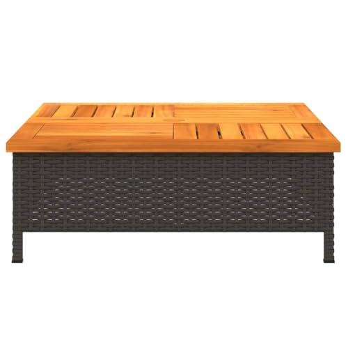 Elegant PE Rattan Coffee Table with Wooden Top, Powder Coated Steel Frame for Outdoor Settings, Stylish Garden Furniture, Black Parasol Base Cover - Image 6
