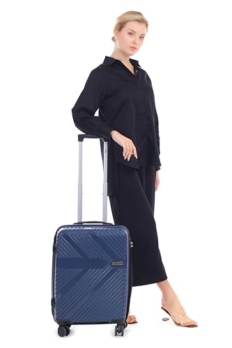 Image of abc Wisdom Cabin 55 Cm(Small) Polypropylene (Pp) 360 Degree 8 Wheels Spinner Luggage /Suitcase /Trolley Bag for Travel Hard Case Luggage, Lightweight with Combination Lock, 7 Years Warrnty (Navy Blue)